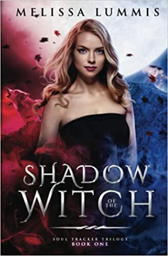 Witch standing in smoke with a wolf and leaves blowing in the wind.